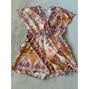 Industry Romper Paisley Print Ruffle Trim‎ V-Neck Short Jumpsuit S/P
